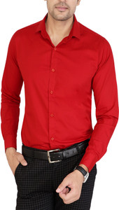 U TURN Men's Solid Casual Red Shirt