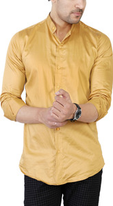 U TURN Men Solid Casual Beige Shirt