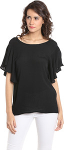 Vero Moda Casual Short Sleeve Solid Women's Black Top