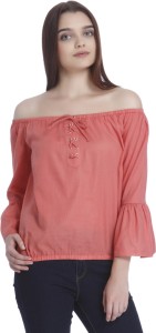 Vero Moda Casual 3/4th Sleeve Solid Women's Pink Top