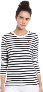 Vero Moda Casual Full Sleeve Striped Women's Black Top