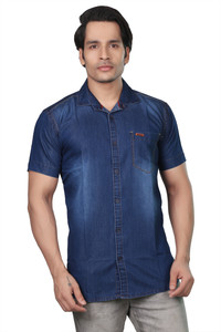 meraki Men's Solid Casual Ribbed Collar Shirt