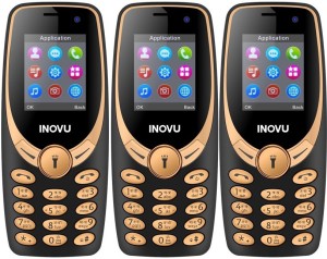 Inovu A1s Plus Pack of Three Mobiles(Black & Gold)
