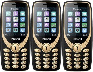 Inovu A9 Pack of Three Mobiles(Black & Gold)