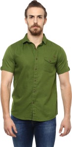 Mufti Men's Solid Casual Spread Shirt