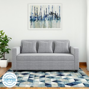 bharat lifestyle lexus fabric 3 seater  sofa(finish color - light grey)