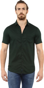 Mufti Men's Solid Casual Spread Shirt