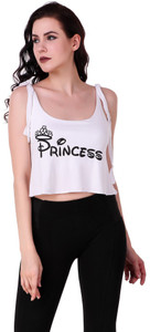 KIBA RETAIL Casual Noodle strap Printed Women's White Top
