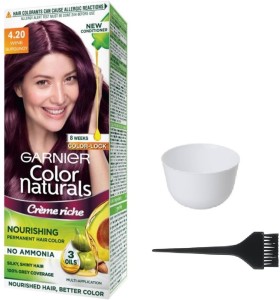 garnier color naturals hair color (wine burgundy no. 4.20) + 1 mixing bowl + 1 dyeing brush(3 items in the set)