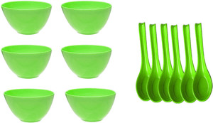Megalite HIGH QUALITY KITCHEN WARE BOWL FOR SOUP/PUDDING/VEGETABLE/SERVING/FRUIT 6 PIECE BOWL WITH SPOON Plastic Bowl Set