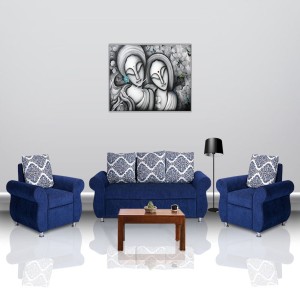 bharat lifestyle alisa fabric 3 + 1 + 1 blue sofa set