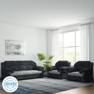bharat lifestyle china gate fabric 3 + 1 + 1 dark grey light grey sofa set