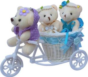 Fun & Joy Valentine Special Couple of Teddy on Cycle - 12 cm