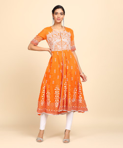 Biba orange kurta cheap