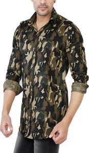 No Limit Men's Military Camouflage Casual Multicolor Shirt