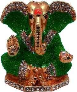art n hub god ganesh / ganpati / lord ganesha idol - statue gift item decorative showpiece  -  5 cm(brass, green)