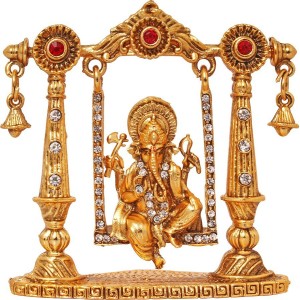 art n hub god ganesh / ganpati / lord ganesha idol - statue gift item decorative showpiece  -  7 cm(brass, gold)