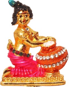 art n hub lord krishna makhan chor shri krishan idol god statue gift item decorative showpiece  -  5 cm(brass, copper)