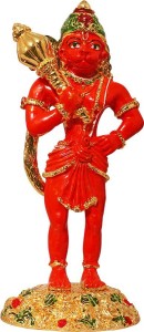 art n hub lord hanuman idol pooja mandir home decor god statue gift item decorative showpiece  -  12 cm(brass, multicolor)