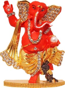art n hub god ganesh / ganpati / lord ganesha idol - statue gift item decorative showpiece  -  8 cm(brass, gold)