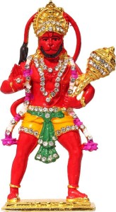 art n hub lord hanuman idol pooja mandir home decor god statue gift item decorative showpiece  -  10 cm(brass, multicolor)