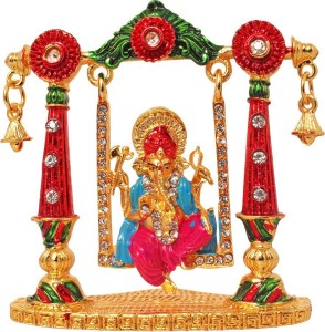 art n hub god ganesh / ganpati / lord ganesha idol - statue gift item decorative showpiece  -  7 cm(brass, pink)