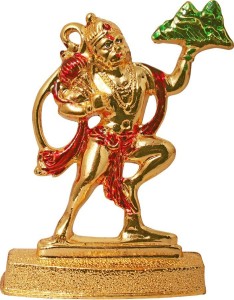 art n hub lord hanuman idol pooja mandir home decor god statue gift item decorative showpiece  -  9 cm(brass, multicolor)