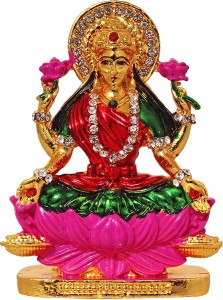 art n hub goddess lakshmi / laxmi & idol god statue gift item decorative showpiece  -  8 cm(brass, multicolor)