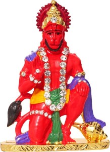 art n hub lord hanuman idol pooja mandir home decor god statue gift item decorative showpiece  -  8 cm(brass, multicolor)
