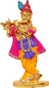 art n hub lord krishna makhan chor shri krishan idol god statue gift item decorative showpiece  -  8 cm(brass, multicolor)