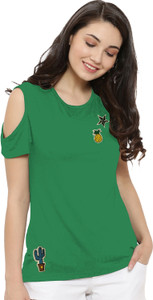 So Sweety Casual Half Sleeve Solid Women's Light Green Top
