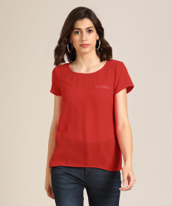 Vero Moda Casual Short Sleeve Solid Women's Red Top