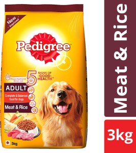 pedigree adult meat rice 3 kg dry dog food