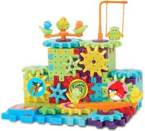 Kit4Curious Battery operated Building Blocks Construction Set with Interlocking Gears Motorized Spinning Wheels and Multiple Variations - 81 pcs 3D Learning Toy – Preschool and gift pack