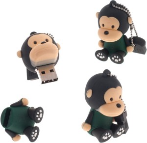 Tobo Novelty Monkey Shape 16GB USB 2.0 Flash Drive Cute Animal Pen Drive Thumb Drive Memory Sticks with Key chain Jump Drive 16 GB Pen Drive(Green, Brown)