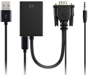 Tobo VGA to HDMI Output TV AV HDTV Video Cable Converter Plug and Play Adapter with Audio Input for Laptop Desktop VGA Cable
