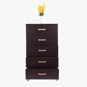 eros chest engineered wood free standing chest of drawers(finish color - walnut brown, door type- frameless sliding)