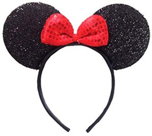  A Miaow Sequin Black Mouse Ears Headband MM Glitter Hair Clasp  Adults Women Butterfly Hair Hoop Birthday Party Holiday Park Photo Supply  (Pink and White) : Beauty & Personal Care