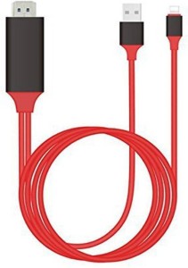 DawnRays 8-Pin Lightning To HDMI Cable HDTV Adapter; Audio Video Adapter MHL Cables Resolution up to 1080P 3 m HDMI Cable(Compatible with Mobile, Laptop, Tablet, Mp3, Gaming Device, Red, One Cable)