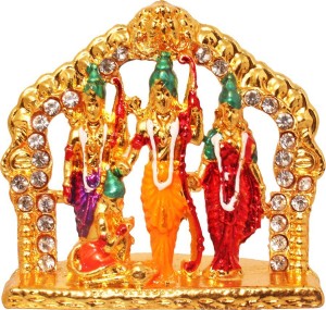 art n hub ram darbar / lord rama ,sita, laxman and hanuman idol god statue decorative showpiece  -  4 cm(brass, multicolor)