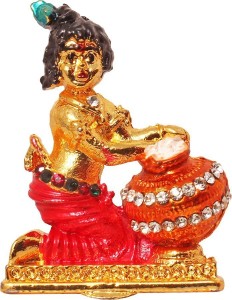 art n hub lord krishna makhan chor shri krishan idol god statue gift item decorative showpiece  -  5 cm(brass, copper)