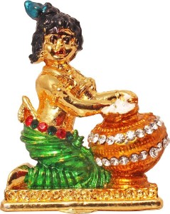 art n hub lord krishna makhan chor shri krishan idol god statue gift item decorative showpiece  -  5 cm(brass, gold)
