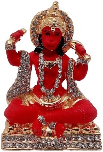 art n hub lord hanuman idol pooja mandir home decor god statue gift item decorative showpiece  -  6 cm(brass, orange)