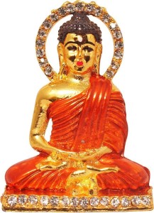 art n hub lord buddha / meditating & resting gautam buddh god vastu statue decorative showpiece  -  5 cm(brass, gold, orange)