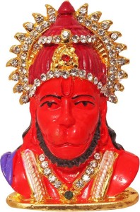 art n hub lord hanuman idol pooja mandir home decor god statue gift item decorative showpiece  -  8 cm(brass, gold)