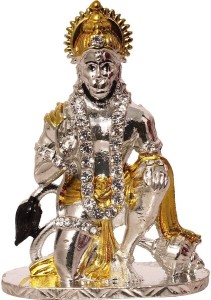 art n hub lord hanuman idol pooja mandir home decor god statue gift item decorative showpiece  -  8 cm(brass, gold)