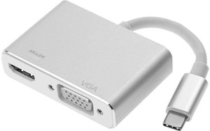Microware Aluminium Alloy 2 in 1 USB 3.1 Type-C USB-C to VGA HDMI 4K UHD Converter USB C Type Cable
