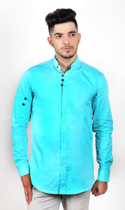 Jai Textiles Men's Solid Casual Light Blue Shirt