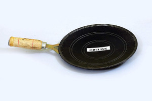 obelisk Best Quality Pure Loha/Iron/Lokhand Chapati Roti Tawa with Wooden Handle Size 10 inch Diameter Tawa 25.4 cm diameter