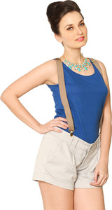 Miss Chase Casual Sleeveless Solid Women's Blue Top
